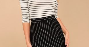 Line Up Black Pinstripe Pencil Skirt