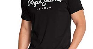Pepe Jeans Mens Original Stretch Cotton Slim-Fit T-Shirt Black Size Xxl
