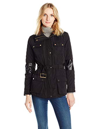 Calvin Klein Women's Quilted Jacket with Belt, Black, S at Amazon Women's  Coats Shop