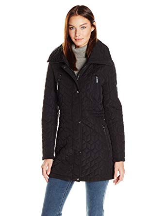 Calvin Klein Women's Quilt Jacket with Faux Fur at Amazon Women's Coats Shop