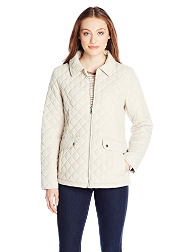 Tommy Hilfiger Women's Zip Front Quilted Jacket, Sand, X-Small at Amazon  Women's Clothing store: