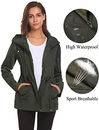 Romanstii Shell Jackets Women Waterproof,Sports Running Light Rain Coat  Outdoor Breathable