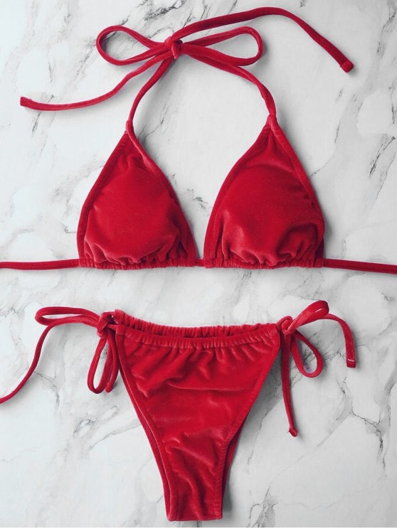 lady Velvet String Bikini Swimwear - RED L