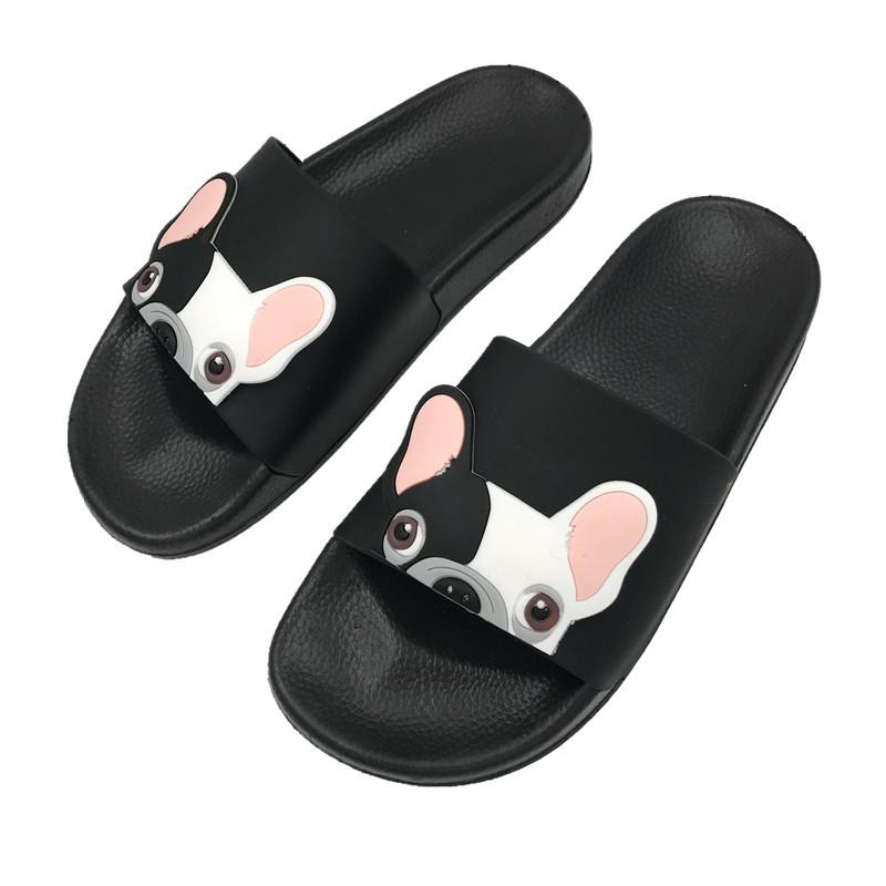 2018 Summer Slippers Women Cartoon Bulldog Flip Flops Shoes Woman Indoor  House Bathroom Home Slippers Non Slip Beach Dog Slides DH977 Booties Mens  Boots ...