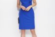 Makadamia blue elegant dress with straight cut slightly elastic fabric  sleeveless
