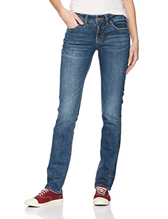 Silver Jeans Co Women's Suki Curvy Fit Mid Rise Straight Leg Jeans , Medium  Sandblast,