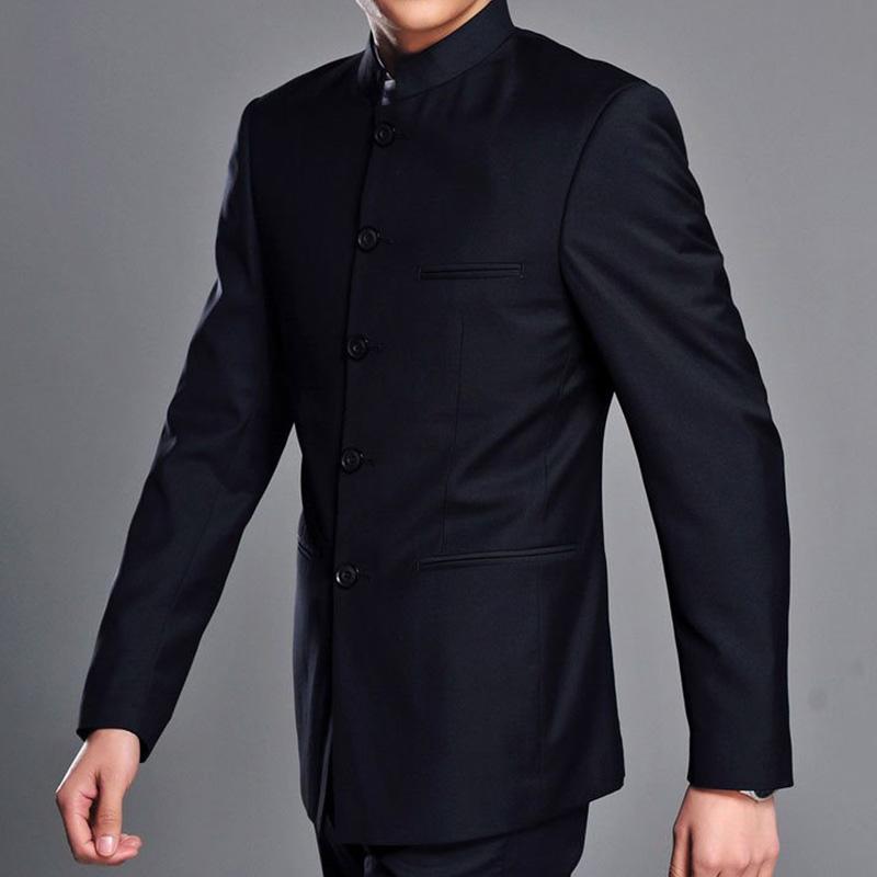 2019 Mandarin Collar Suit Jacket For Men Traditional Chinese Style Single  Breasted Tunic Suit Jackets Solid Color Navy Blue / Grey From Houmian, ...