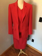 Beautiful Red Kasper 3 Piece Skirt Suit Size 10 NWT