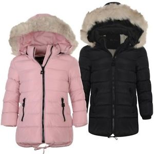 Image is loading Girls-Long-Down-Quilted-Winter-Jacket-Kids-Detach-