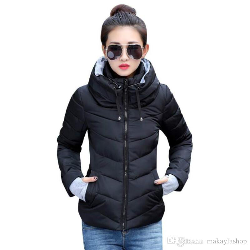 2019 Winter Jacket Women Plus Size Womens Parkas Thicken Outerwear Solid  Hooded Coats Short Female Slim Cotton Padded Basic Tops From Makaylashop,  ...