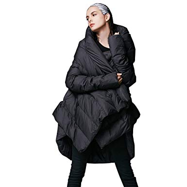 YVYVLOLO Womenu0027s Winter Jacket Cloak Loose Parka Warm Coat(FM1618-Black-M)