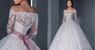 Discount Luxurious Ball Gown Princess Lace Wedding Dresses 2016 New Off The  Shoulder Long Sleeves Chapel Train Tulle Appliques Beads Bridal Gowns  Wedding