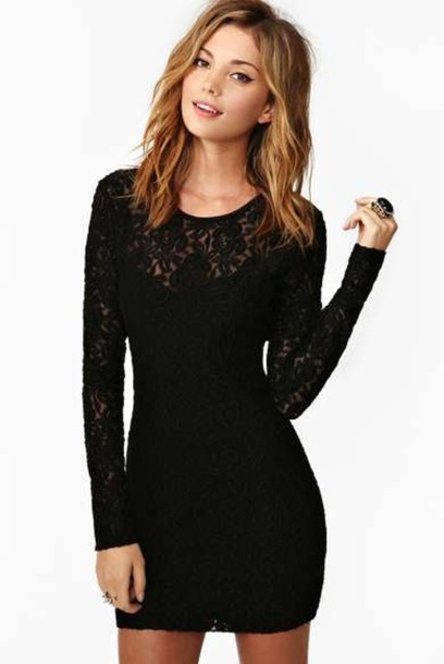 dress beautiful gorgeous black lace long long sleeves nastygal similar see  through little black dress jacket