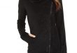 Bench NEW Deep Black Womens Size Medium M Draped-Neck Fleece Jacket