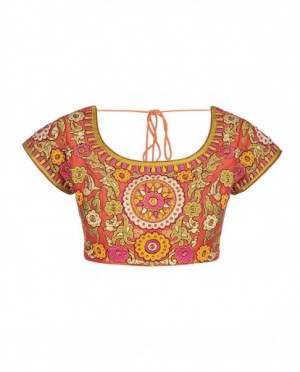 Rust orange blouse with embroidery