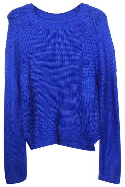 Split Hem Wave Knitted Blue Jumper | Fashionista | Blue sweaters, Royal blue  sweater, Blue dresses