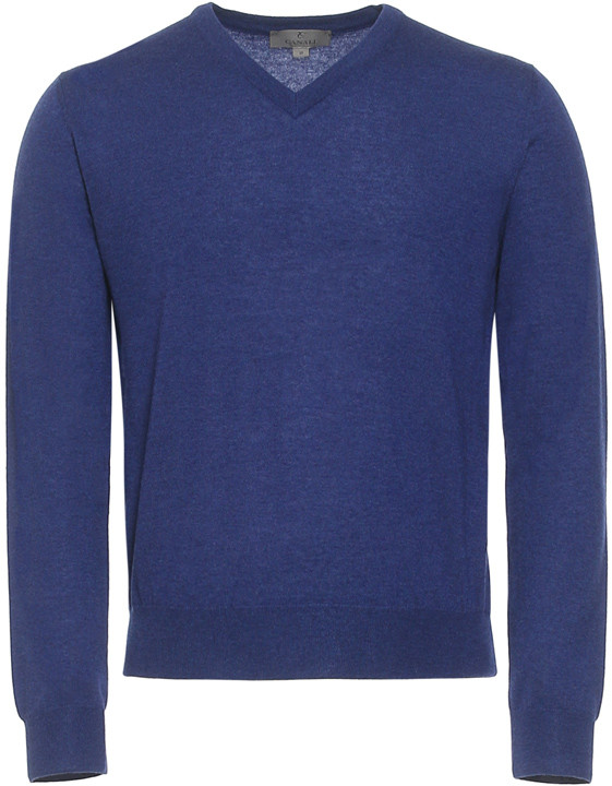 Canali Blue Cashmere V-neck Sweater-2_0
