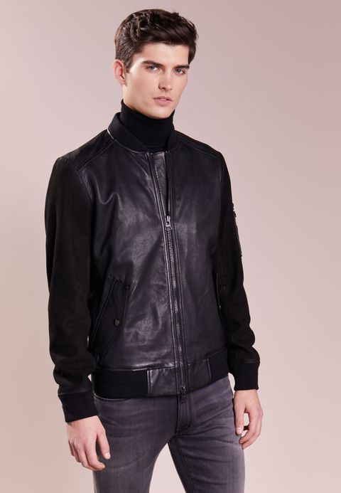 BO122T007-Q11 Mens BOSS Orange Jixx Black Leather Jacket larger image