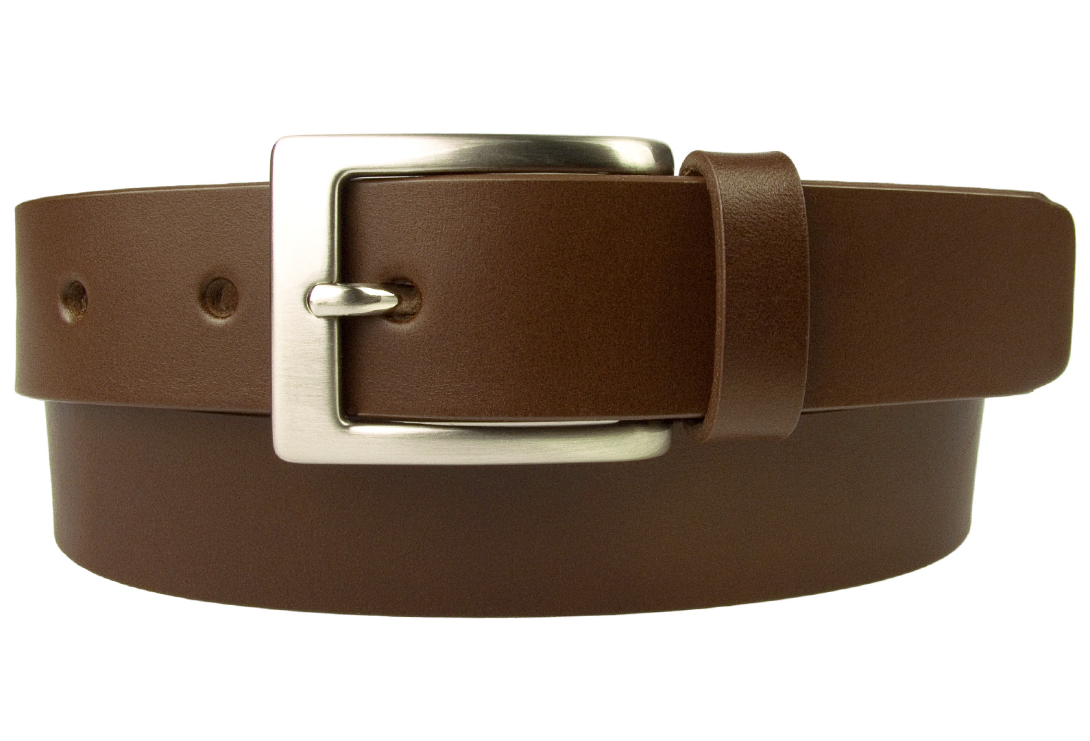 Mens High Quality Brown Leather Belt Made in UK | 30mm Wide | Hand Brushed  Nickel
