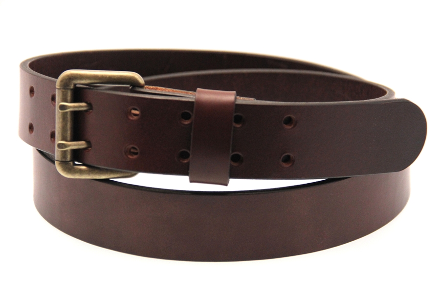 Brown Harness Double Hole Leather Belt Larger Photo Email A Friend