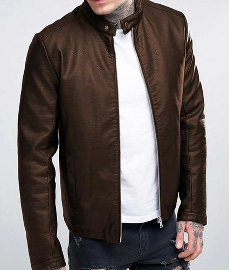 Brown Casual Mens Leather Jacket