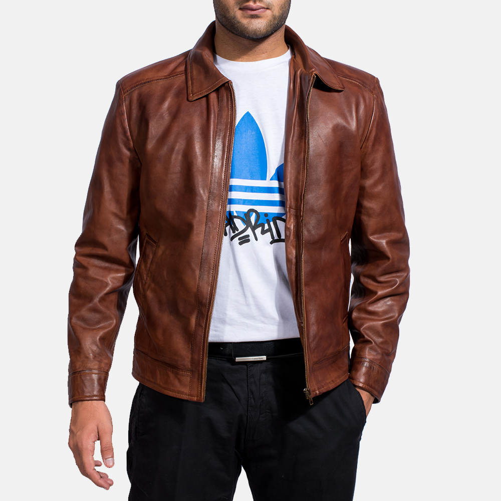 Mens Inferno Brown Leather Jacket 4
