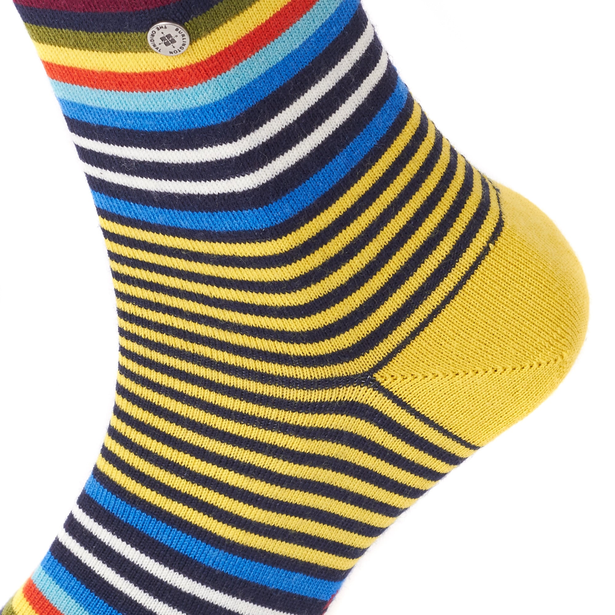 Marine & Yellow Multi Stripe Virgin Wool Socks
