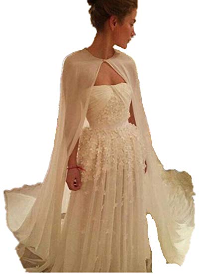 Traveller Location: Formaldresses Chiffon One Layer Wedding Cape Simple Elegant  Bridal Jacket without Sleeve Cheap Boleros (One Size, Black): Clothing