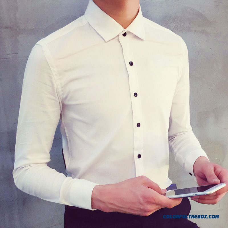 Men Shirts Autumn And Winter Business Casual Long-sleeved Slim Breathable  Casual