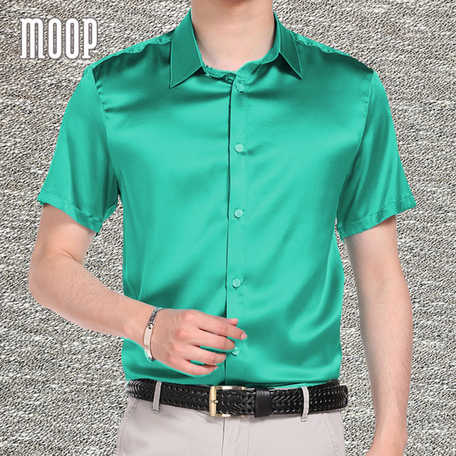 Multi color solid natural silk shirts short sleeve business shirt cheap  chemise homm camiseta masculina vetement