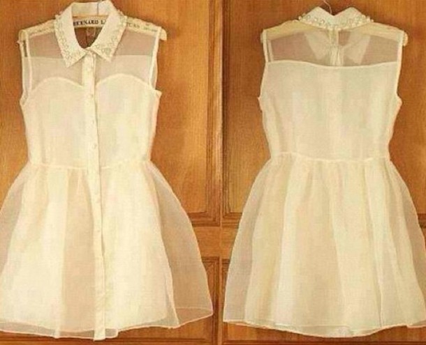 dress studded collar clothes collar white dress white sleeveless sleeveless  dress
