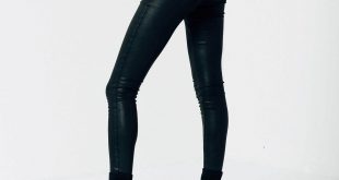 Womens High Waisted Skinny Jeans In Black Coated Powerstretch $63 | DSTLD