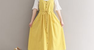 Summer Dress 2017 New Women Spaghetti Strap Drawstring Long Cotton Dresses  Mori Girl Sleeveless Yellow Sundress