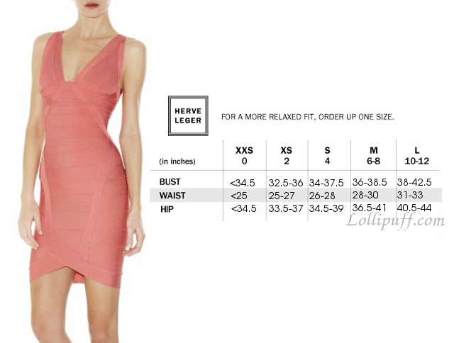 Herve Leger Sizing Guide