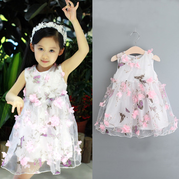 2018 Latest children net frock dress design flower kids girls party dresses  for sale