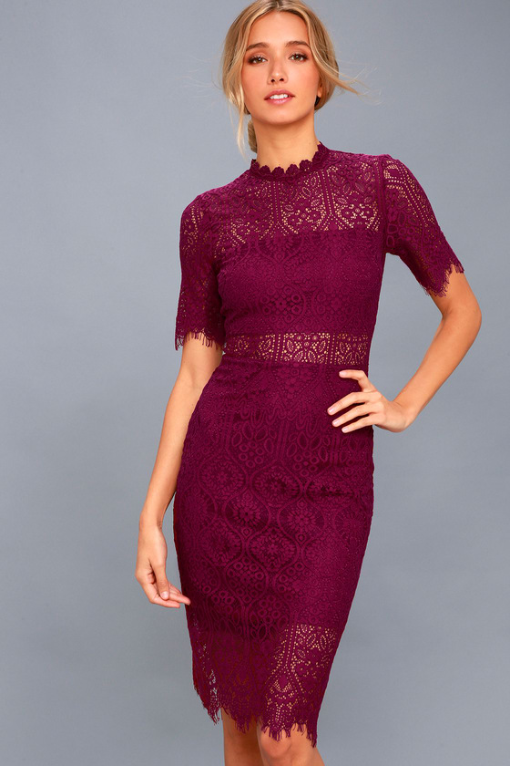 Remarkable Burgundy Lace Dress