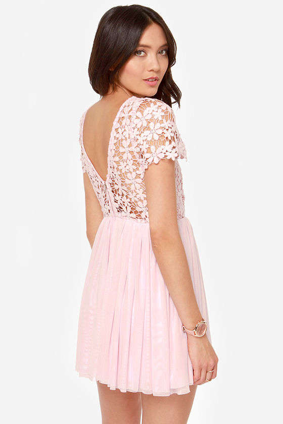 Flora-ville Pink Lace Dress