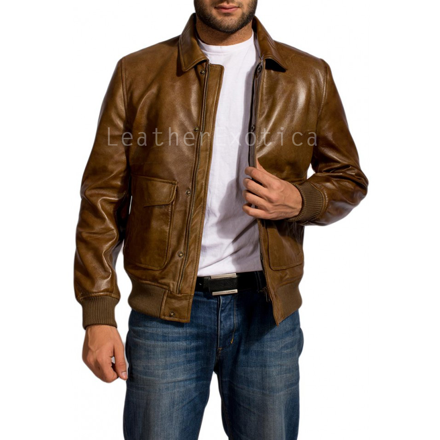 Ansel Elgort Leather Bomber Jacket