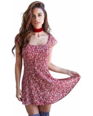 Summer dresses for Women, Coxeer Boho Dress Floral Printed Open Back Short  Beach Dress (
