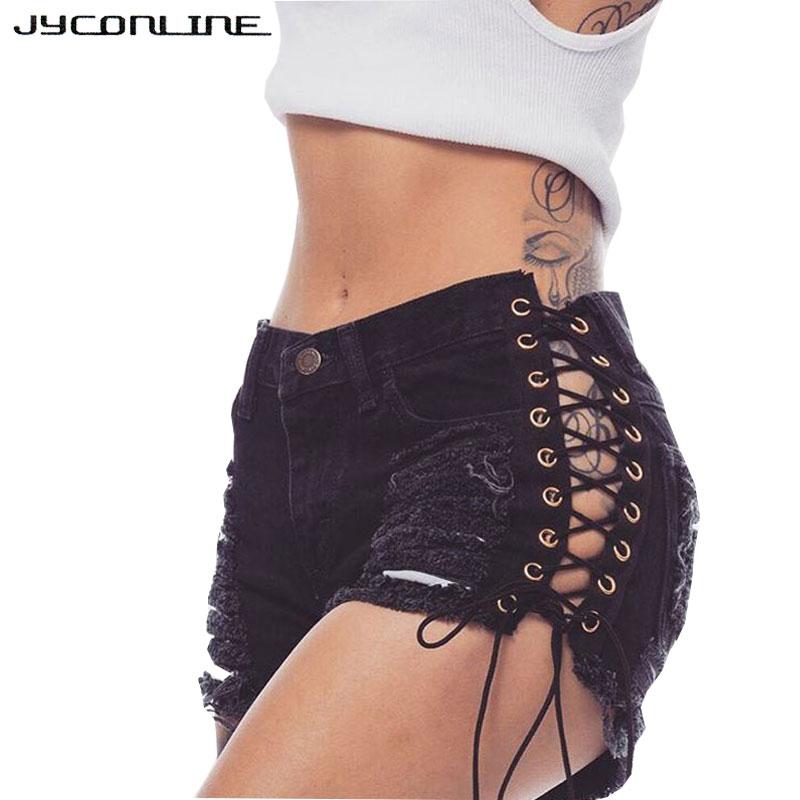 2019 JYConline Sexy Short Jeans Women Lace Up Shorts Female High Waist  Ripped Denim Shorts Women Plus Size Streetwear Summer From Goodly3128,