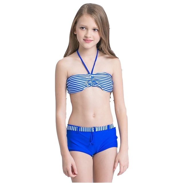 2018 Girls Kids Striped Halter Bikini Set Swimsuit Beach Wear Swimwear  Children Tanga Sexy Bather Pool