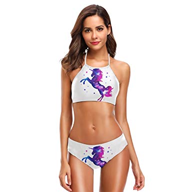 Traveller Location: Naanle Colorful Galaxy Unicorn Bikini Swimwear Swimsuit Beach  Suit Bathing Suits for Teens Girls Women: Clothing