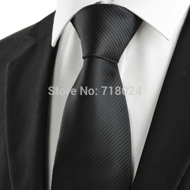 Classic Black Men's Striped Ties Formal Necktie Cheap Funeral Tie-in