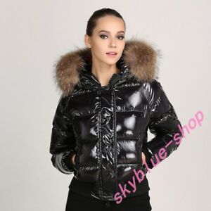 Image is loading Ladies-Genuine-Fur-Hooded-Leather-Short-Coats-Waterproof-