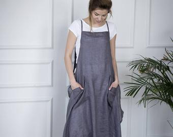 Linen apron dress | Etsy