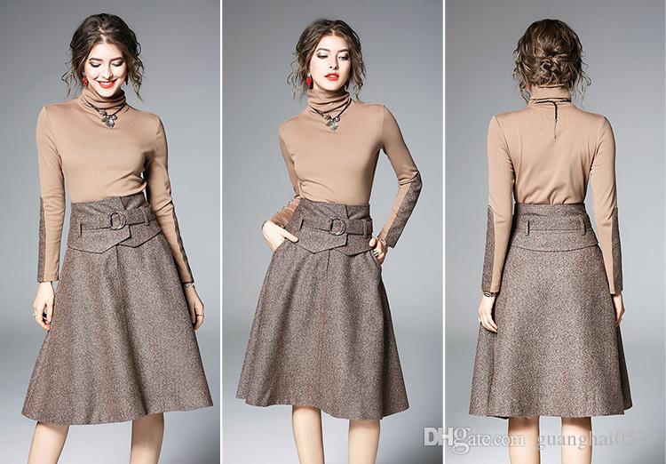 2019 2018 Two Piece Runway Dress,Autumn And Winter Plus Size Dress