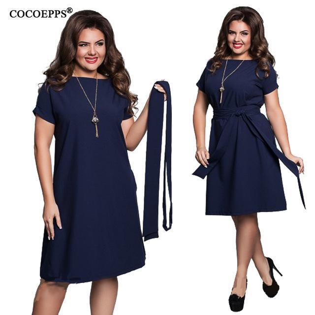 Cocoepps Elegant Casual Women Blue Dresses Big Sizes New 2018 Plus