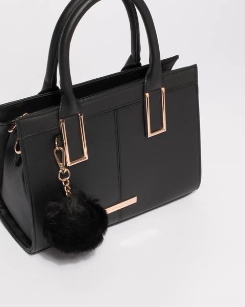 Black Smooth Stef Pom Pom Mini Bag With Rose Gold Hardware u2013 Colette
