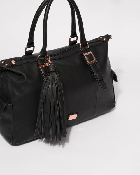 Black Jojo Tassel Weekender Bag With Rose Gold Hardware u2013 Colette by