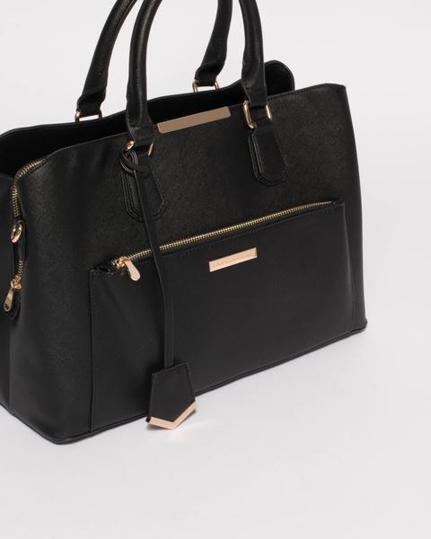 Black Saffiano Spencer Tech Tote Bag With Gold Hardware u2013 Colette by